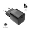 Set síťové nabíječky FIXED Mini s USB-C výstupem a USB-C/USB-C kabelu, podpora PD, 1 metr, 30W, černý FIXC30M-CC-BK