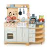 Drevená kuchynka s pecou na pizzu La Fiamma Grand Kitchen Tender Leaf Toys s bohatou výbavou a rozšíreným pultom 101 cm výška
