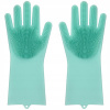 APT AG672C Silikónové rukavice na umývanie riadu - zelené