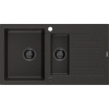 Mexen Matias granitový drez 1,5-komorový s odkvapkávačom 900 x 505 mm, čierny/zlatý metalický, čierny sifón