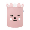 Sipo Kôš na hračky so šnúrkou, skladací bavlnený / 43 l, Teddy Bear Pink