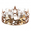 Autronic Svietnik adventný so sklíčkami - kovový, zlaté hviezdy UM0918 GOLD