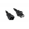 Kábel sieťový 230V predlžovací, C15 - C20, 1.8m, 1.00mm², 10A, čierny