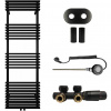CERANO - Kúpeľňový radiátorový set Luigi - kombinované vykurovanie, wifi tyč - stredové pripojenie 50 mm - 713W - čierna matná - 1600x500 mm