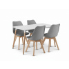 Textilomanie Jedálenský set 1 + 4, biely stôl ADRIA 120x80 cm + svetlosivé stoličky BALI MARK s bukovými nohami