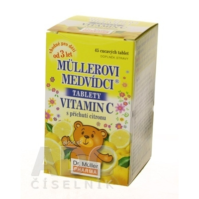 MÜLLEROVE medvedíky - vitamín C tbl s príchuťou citrónu, 45 ks