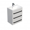 Swiss aqua technologies Koupelnová skříňka s černou úchytkou a umyvadlem SAT Cube Way 60x76,5x40 cm bílá lesk lesk/mat CUBE2C603BL