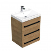 Swiss aqua technologies Koupelnová skříňka s černou úchytkou a umyvadlem SAT Cube Way 60x76,5x46 cm dub Hickory mat CUBE46C603DHVER