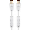 Kábel anténny, koax TV M/F 1.5m, 75 Ohm, 80dB, 2x tienený, CCS, s ferritom, biely, pozl. kon.