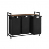 Triediaci kôš na bielizeň 3×38 l so stolíkom, čierny/hnedý
