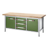 Výškovo nastaviteľný dielenský stôl, stojanové vyhotovenie ,3 zásuvky, 2 krídlové dvere EUROKRAFTpro