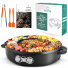 Okrúhly elektrický stolný gril s horúcim hrncom 2v1 SILVERCREST 1800W (ELEKTRICKÝ GRIL, Stolová doska s horúcim hrncom)