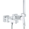 GROHE Eurocube páková vaňová batéria nástenná, tyčová ručná sprcha 1jet, sprchový držiak a sprchová hadica 150 cm, chróm, 23141000