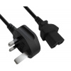 Kábel sieťový 230V, vidlica (BS1363A) UK lomená - C15, 1.8m, 1.00mm², 10A poistka, čierny