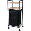 Koopman Polička na mobilný organizér, kúpeľňa Koopman, bambus/kov/polyester, 32,5x38x89,5 cm, čierna/hnedá