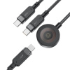 AppleMix ACEFAST 3v1 kábel USB-C na 2x USB-C + nabíjačka pre Apple Watch - 100 W - 1,2 m - čierny