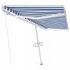 Ručne zaťahovacia markíza s LED, 500 x 300 cm, modro-biela