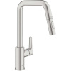 GROHE Start páková drezová batéria s vyťažiteľnou sprškou s prepínaním, 2jet, výška výtoku 206 mm, Supersteel, 30631DC0