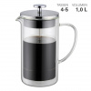 Kávovar French Press 800ml - WEIS (Lisovací filtrační džbán, skleněný, dvoustěnný 0,8L - WEIS)