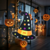 Halloweenska dekorácia - klobúk bosorky - zavesiteľný - filc - 38 x 33 cm