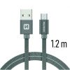 Dátový kábel Swissten Textile USB / Micro USB 1,2 m Šedý 71522202