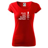 Eat sleep play - šach - Dámske tričko Pure - 3XL ( Červená )