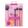 Real Techniques Brushes Everyday Essentials sada štětec na tvářenku + štětec na oční stíny + štětec na rozjasňovač + štětec na make-up + houbička na make-up