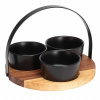 Excellent Houseware Kameninová servírovacia miska Black 9,5x4 cm sada 3ks