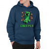 Creeper - pánska mikina s potlačou pre fanúšikov hry Minecraft - Tričkový | S | Navy | Mikina s kapucňou - pánska