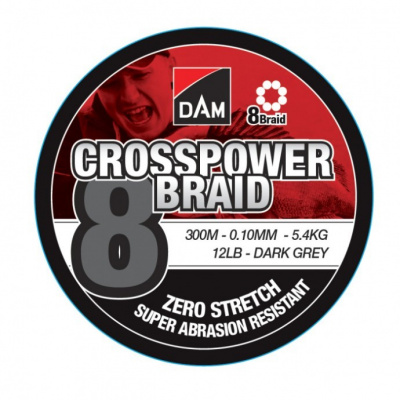 Spletaná Šnúra DAM Crosspower 8-Braid Dark Grey 150m 0,20mm/12,6kg