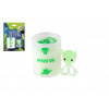 Teddies Sliz - hmota 6cm svietiaca v tme + mimozemšťan na karte 12,5x17x5cm
