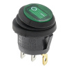 Kolískový vypínač okrúhly s podsvietením KCD1, ON-OFF, IP65, 250V/6A Zelená