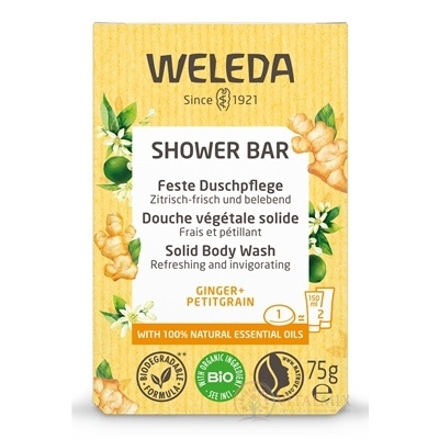 WELEDA SHOWER BAR Citrusové osviežujúce mydlo ginger + petitgrain, s esenciálnymi olejmi 75 g