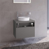 KEUCO Stageline závesná skrinka pod umývadlo na dosku, otvor vľavo, 1 zásuvka + 1 priehradka, 650 x 490 x 549 mm, inox matný, 32854290000