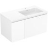 Mexen Orio, kúpeľňová skrinka 90 cm s pravým umývadlom Otis, 1S, 1D, biela matná, 91A13-09047-3-BBFF01-W18P01