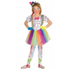 KOSTÝM KLAUN KLAUNA DÚHOVÉ FAREBNÉ ŠATY 128