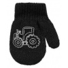 BE SNAZZY Detské palcové pletené rukavičky s traktorom 2-3 roky Čierne
