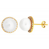 Zlaté napichovacie náušnice so syntetickou perlou
