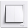 Dvojitý biely spínač s rámčekom bez kontaktu SCHNEIDER ASFORA