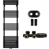 CERANO - Kúpeľňový radiátorový set Luigi - ústredné vykurovanie - stredové pripojenie 50 mm - 713W - čierna matná - 1600x500 mm