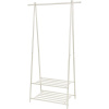 Kovový stojan na šaty s policami na topánky, krémovo biely