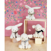 Doudou et Compagnie Paris Doudou Plyšový králik so šatkou 12 cm žltý s kvetmi