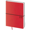 Týždenný diár A5 Flexio červený s gumičkou, 2026