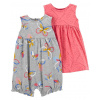 CARTER'S Set 2dielny overal letný, šaty s nohavičkami BluePink dievča NB/ veľ. 56 1N083910_NB