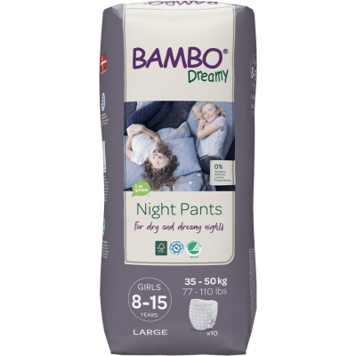 BAMBO Dreamy Night Pants Nohavičky plienkové jednorázové Girls 8-15 rokov (35-50 kg) 10 ks