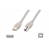 Digitus USB kabel A/samec na B-samec, 2x stíněný, béžový, 3m