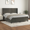 vidaXL Posteľný rám boxspring s matracom tmavosivý 180x200 cm zamat - Sivá - 9514-151278