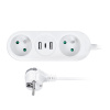 Solight 2z + USB A+C 17W, cestovní prodlužovací přívod 1.5m, bílý PP154C