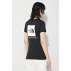 Bavlnené tričko The North Face W S/S Redbox Slim Tee dámske, čierna farba, NF0A87NMJK31