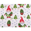 Stoklasa Vánoční bavlněná látka / plátno skřítek METRÁŽ - bílá